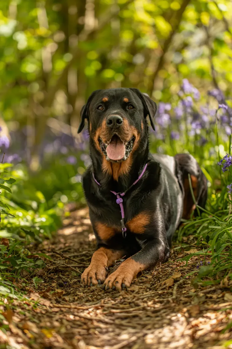 Karma the rottweiler in bluebells (22 of 30)